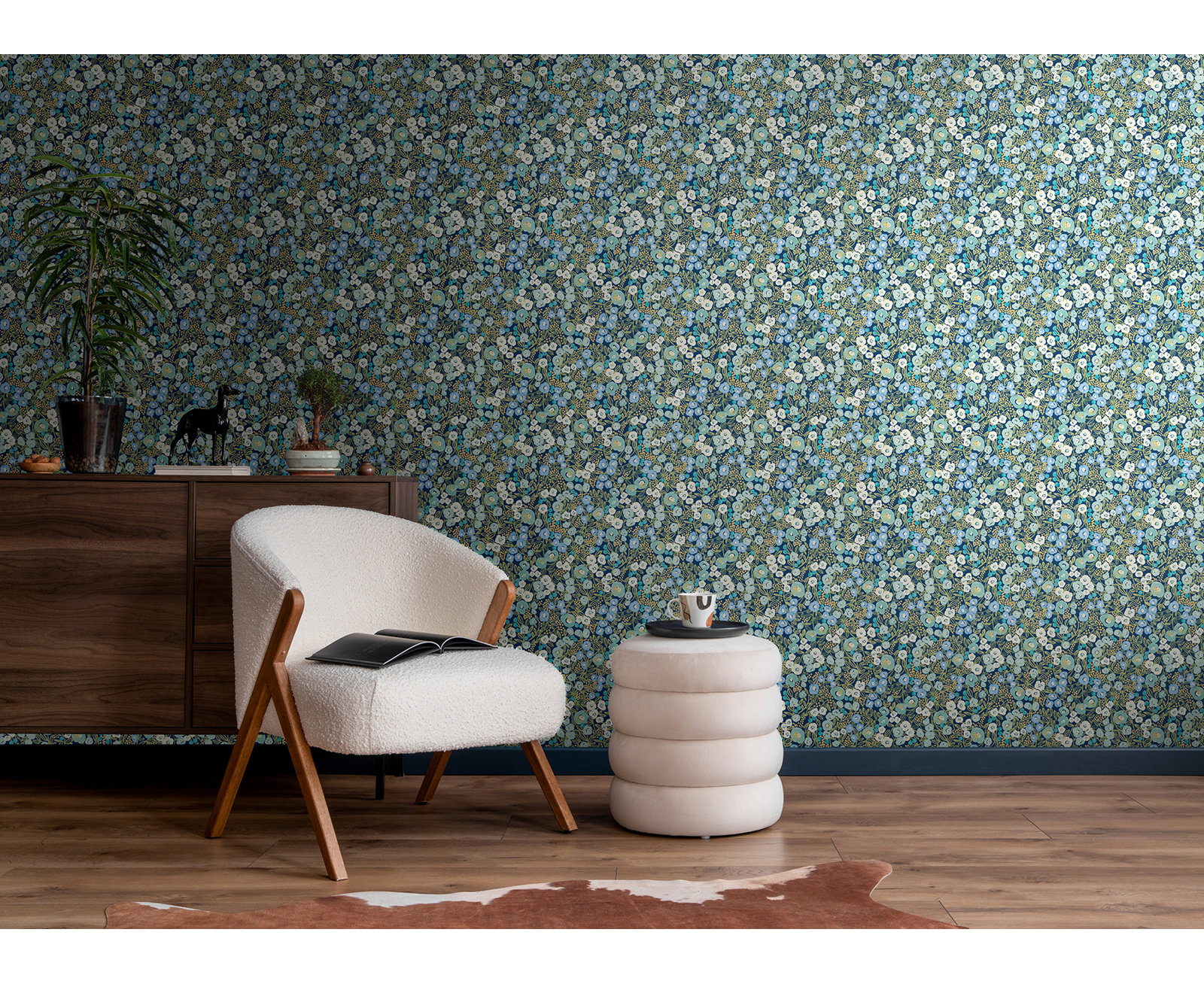 Newsbury Garden Floral Wallpaper, Blue