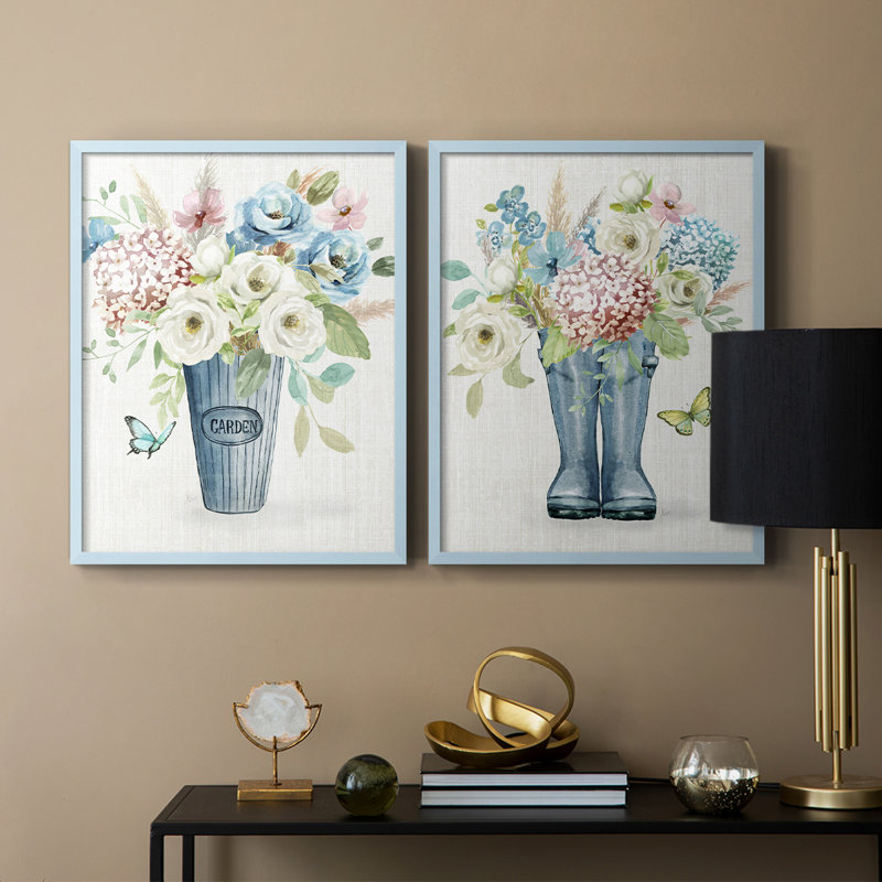 Bouquet de jardin - reproduction encadrée de qualité supérieure - prête à être accrochée - aucun clou requis - aucun clou requis