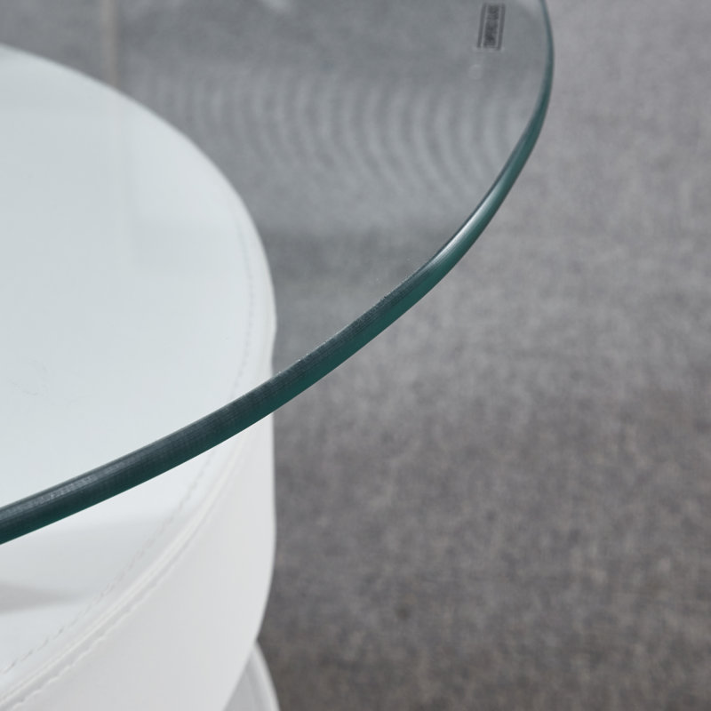 Addaly Glass Top Single Coffee Table, White