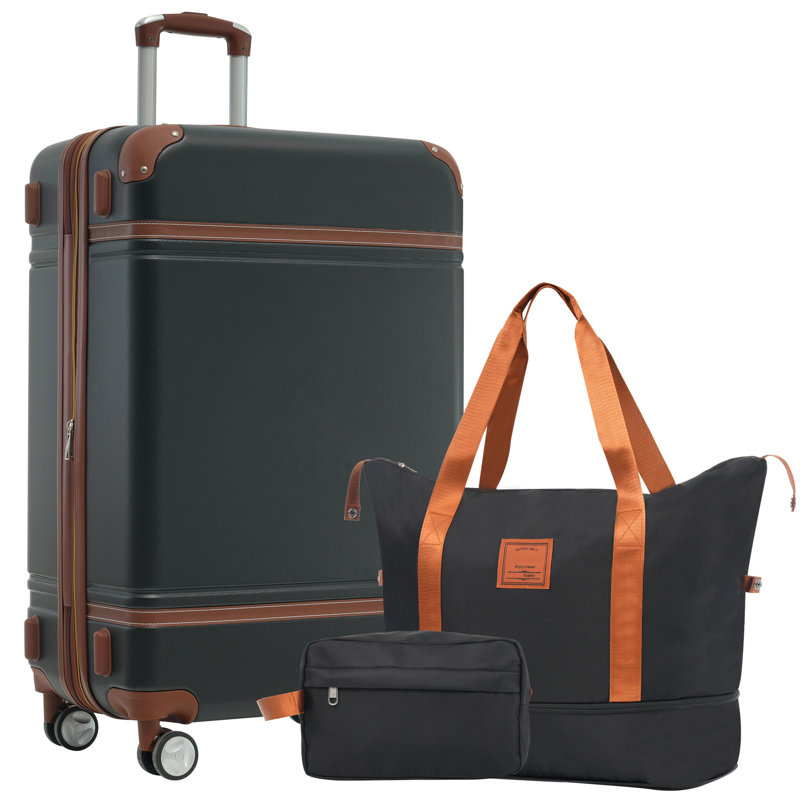 Ensembles de valises avec sacs Hardshell, 30.3" H x 20.1" W x 12.4 " D, Noir