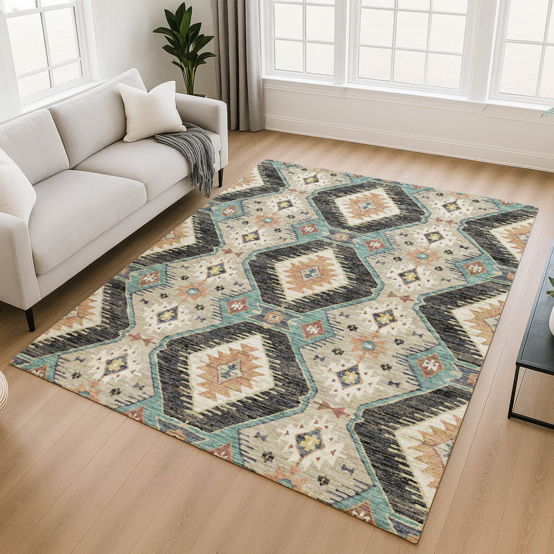 Tapis marocain de qualité supérieure lavable à la machine Mayfield AMF2210, Noir, 3 pi x 5 pi