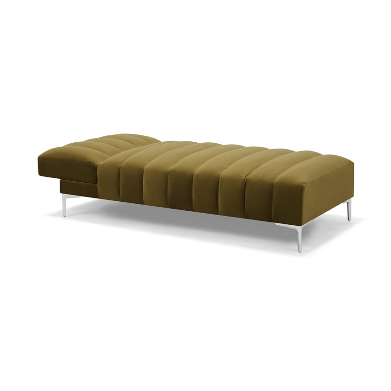 Camille Chaise Longue Daybed in Velvety Fabric, Green