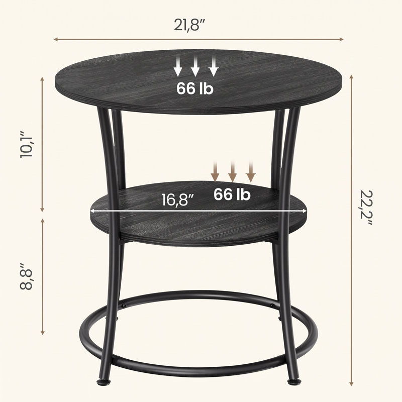 Table de bout avec rangement Rolande, Gris anthracite / noir encre