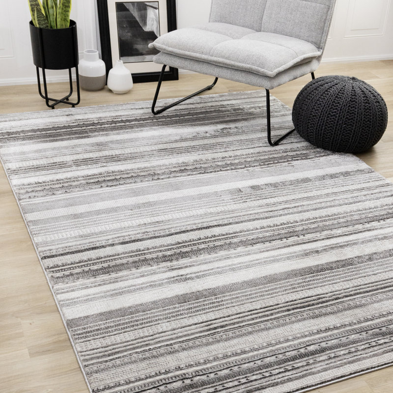 Tapis d'intérieur rayé Daiji, Rectangle 5 pi 3 po x 7 pi 7 po