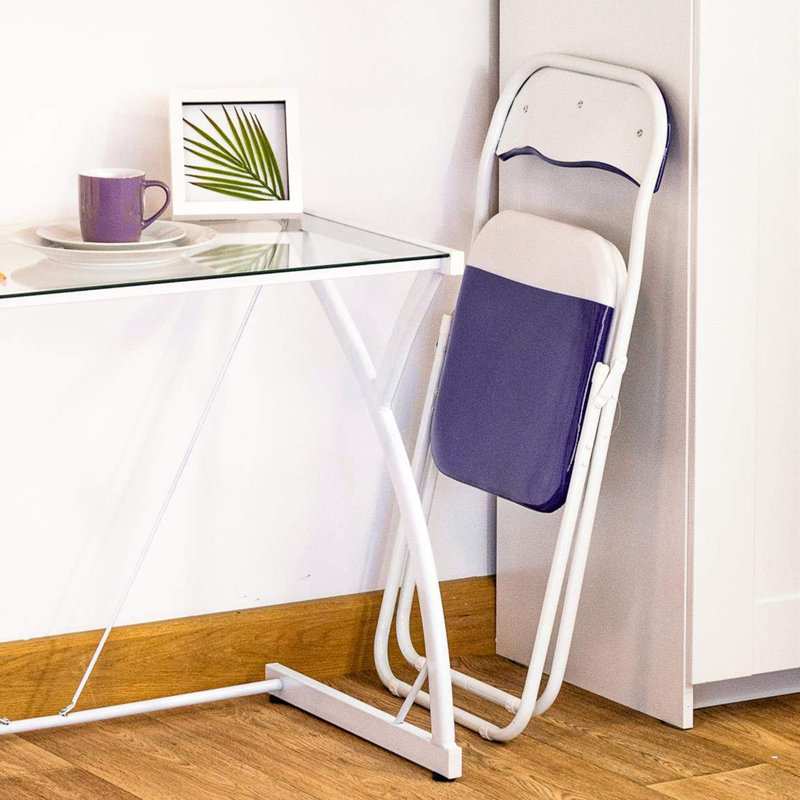 Metal Frame Foldable Desk Chair, Purple