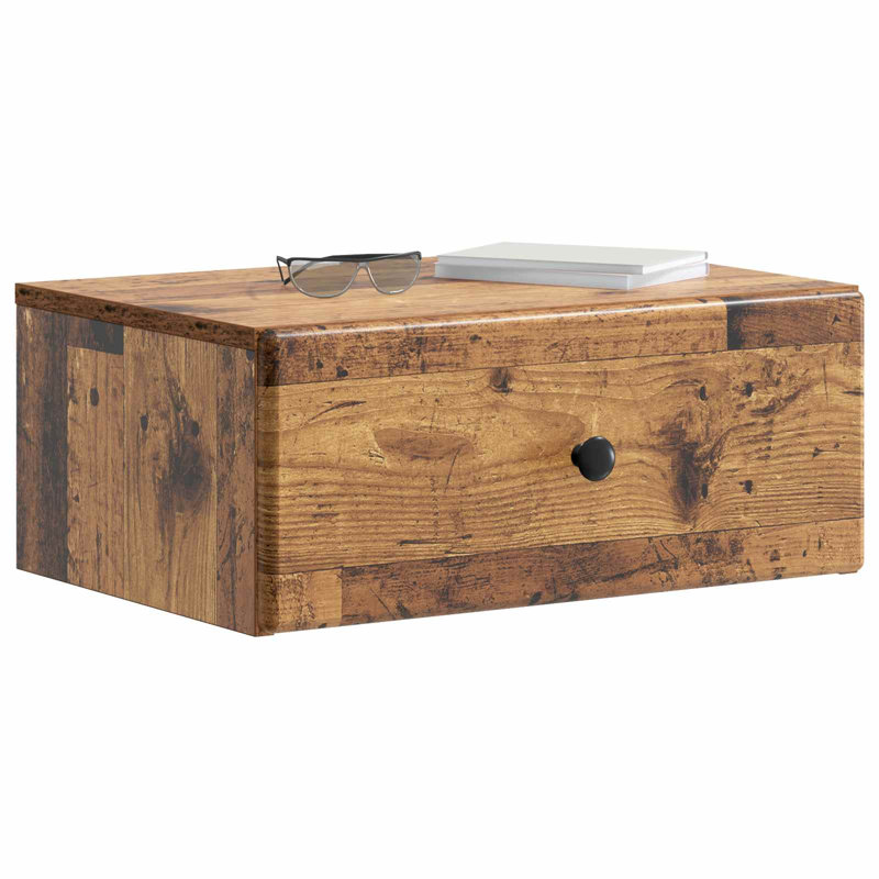 49cm W Manufactured Wood Bedside Table, Old Wood