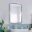 Miroir de salle de bain rectangulaire contemporain | Cadre épais en acier inoxydable-336024001-336024005