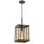 Luminaire suspendu, toile de jute tressée, cage carrée, métal noir