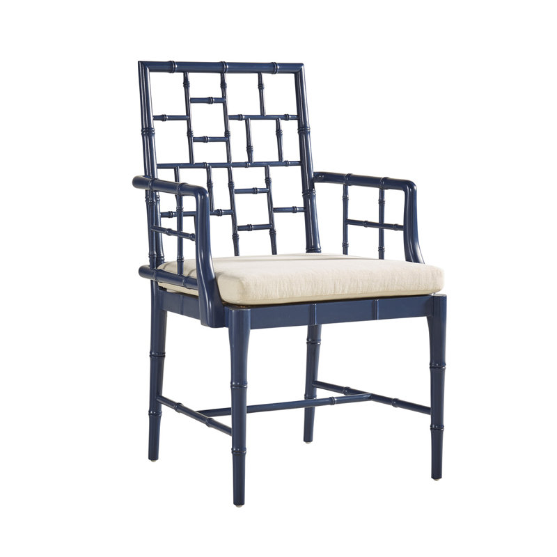 Chaise avec accoudoirs à dossier échelle Shantice, Bleu