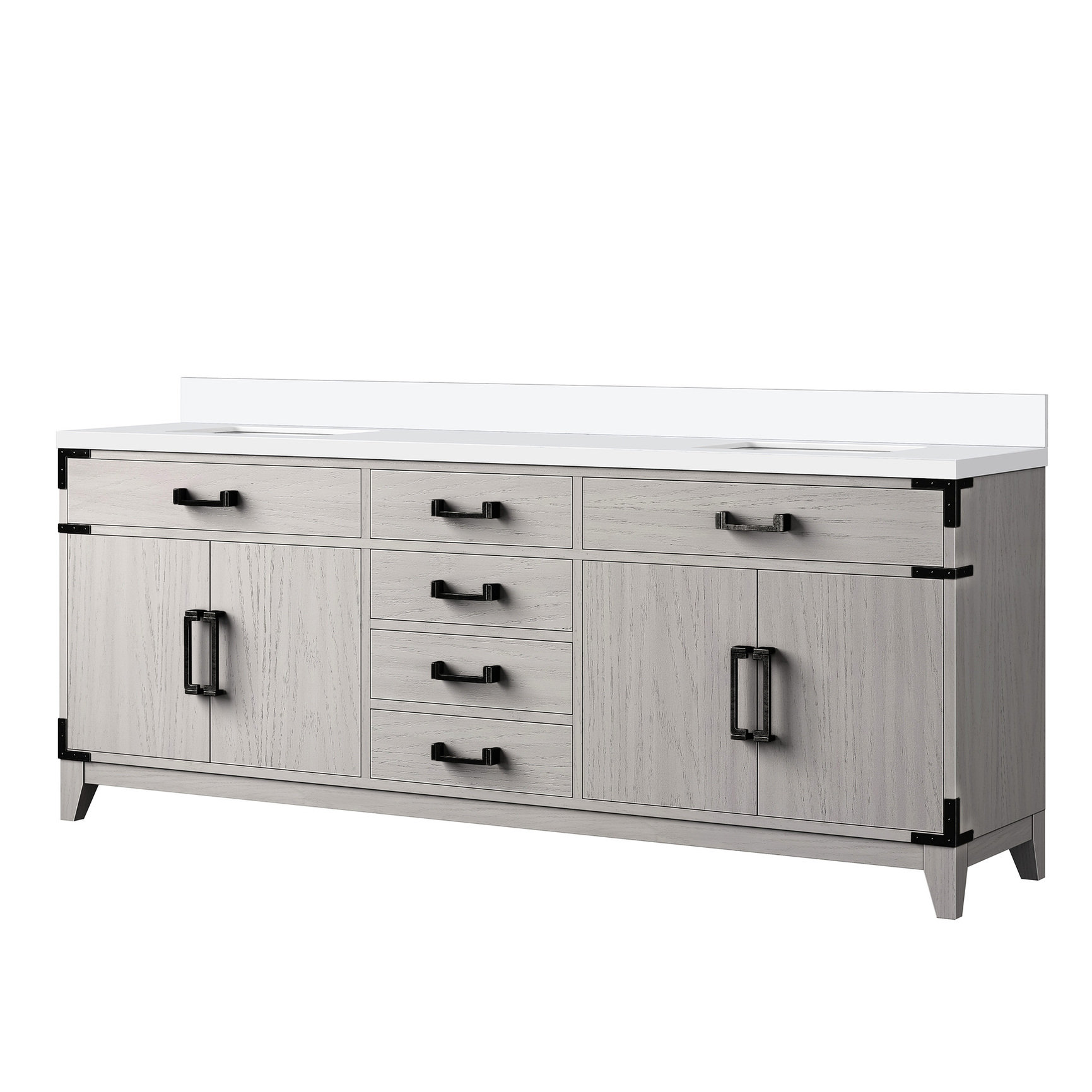 One Allium Way 80 In. Double Bath Vanity With White Quartz Countertop ...