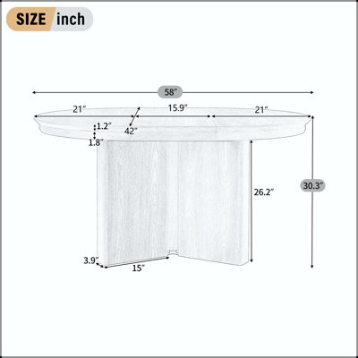 Table de salle à manger extensible ovale avec base piédestal