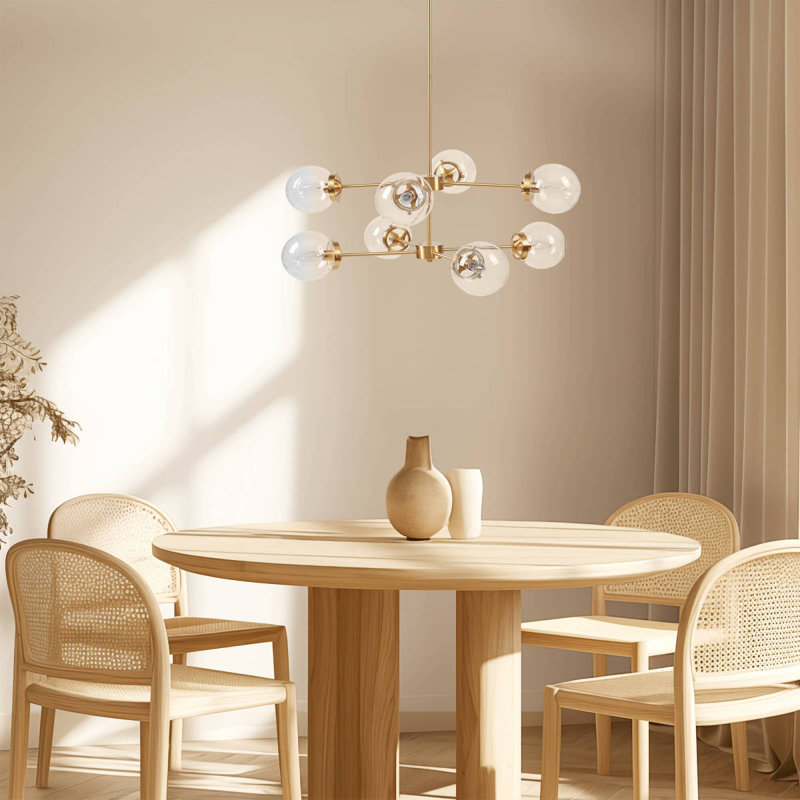 Lustre en métal 8 lumières avec ampoules sphériques Voir ci-dessous