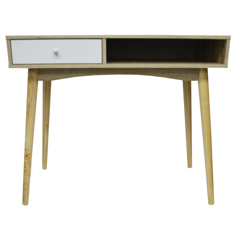 Maze Solid Wood Base Writing Desk, Beige