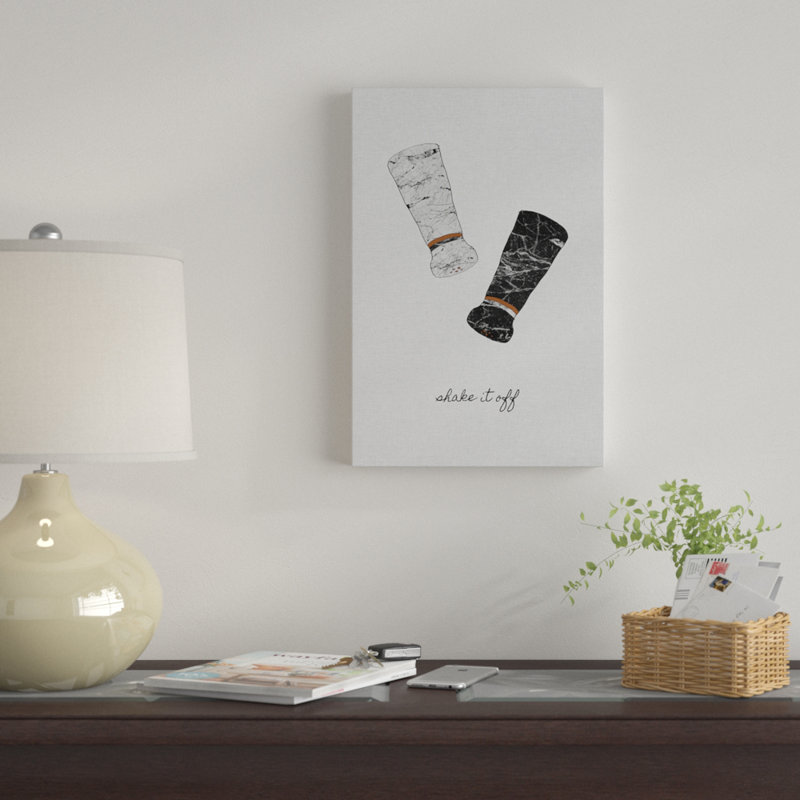 « secoue it off », impression sur toile, H 12 po x l 8 po x P 0,75 po, Pas de tapis, Toile tendue