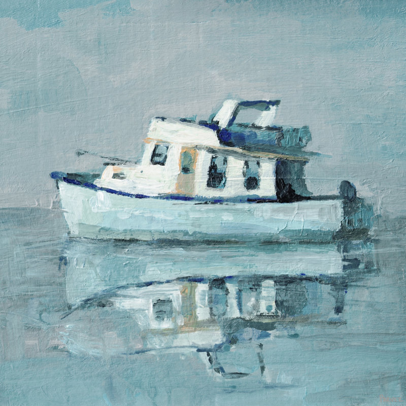 «Boat Reflection» par Parvez Taj - peinture sur toile tendue, H 12 po x l 12 po x P 1,5 po