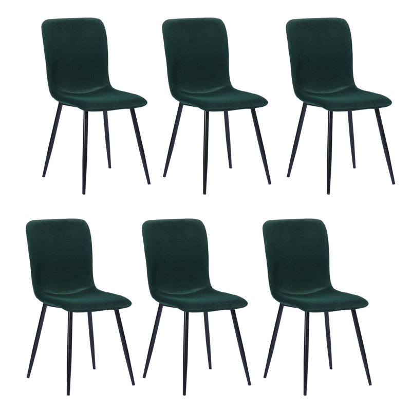 Whiddon Upholstered Dining Chair for Coffee Shop Kitchen Dining Room, Black, Dark Green Velvet, 6