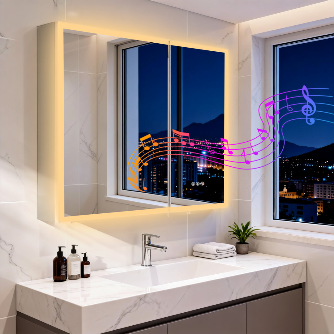 80mm W 70mm H Surface Frameless Medicine Cabinet Mirror 2 Adjustable