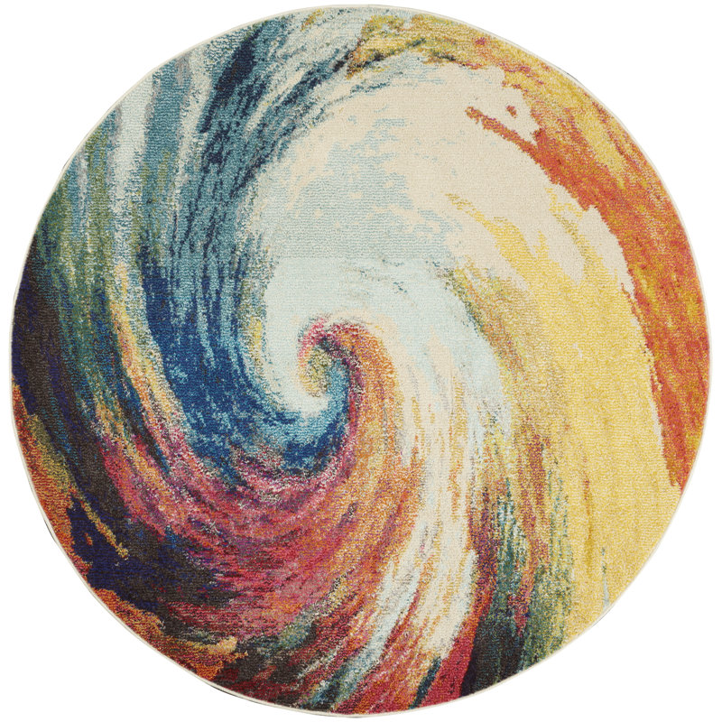 Zaccaria Abstract Indoor Rug, Round 4'