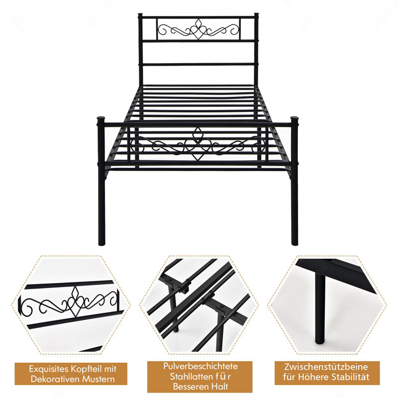 Asael UK Single - DE 90 X 190 Cm Metal Bed