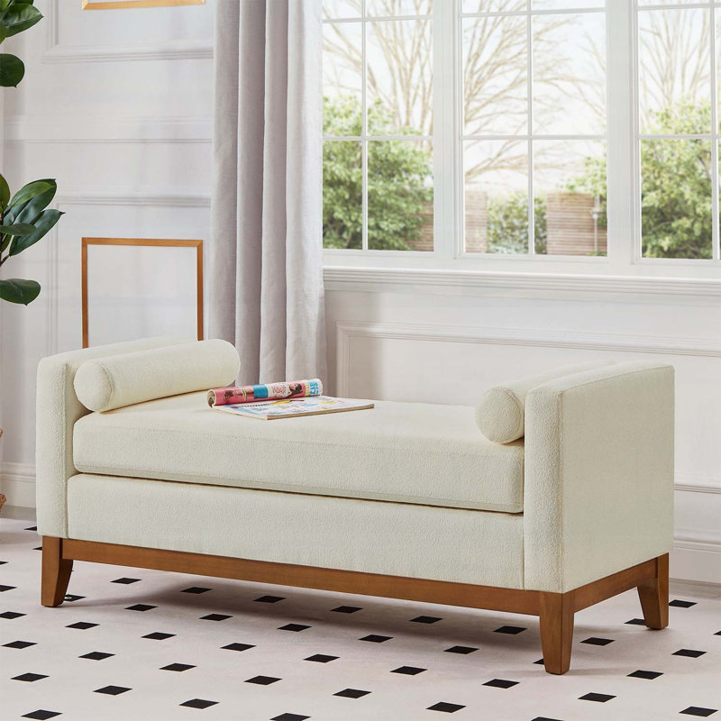 Banc rembourré avec coussins, pour le salon et le vestibule, Beige