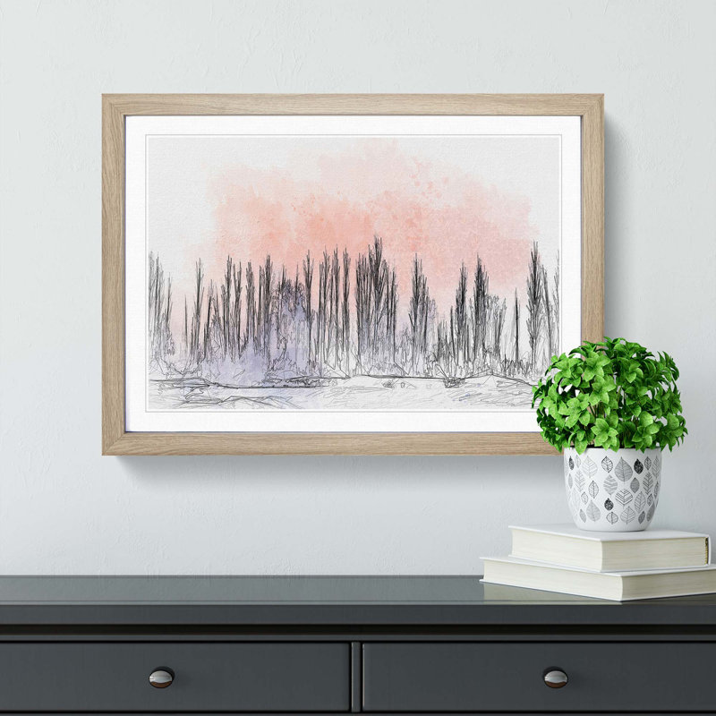 A Winter Forest in Abstract - Framed Print, 36cm H x 48cm W x 2cm D, Oak Framed