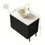 Meuble-lavabo de salle de bain 24 po avec lavabo, meuble-lavabo autoportant avec 2 portes, cuve en céramique blanche avec motif en pierre et comptoir en pierre frittée blanc de Carrare, sans robinet-1745684434