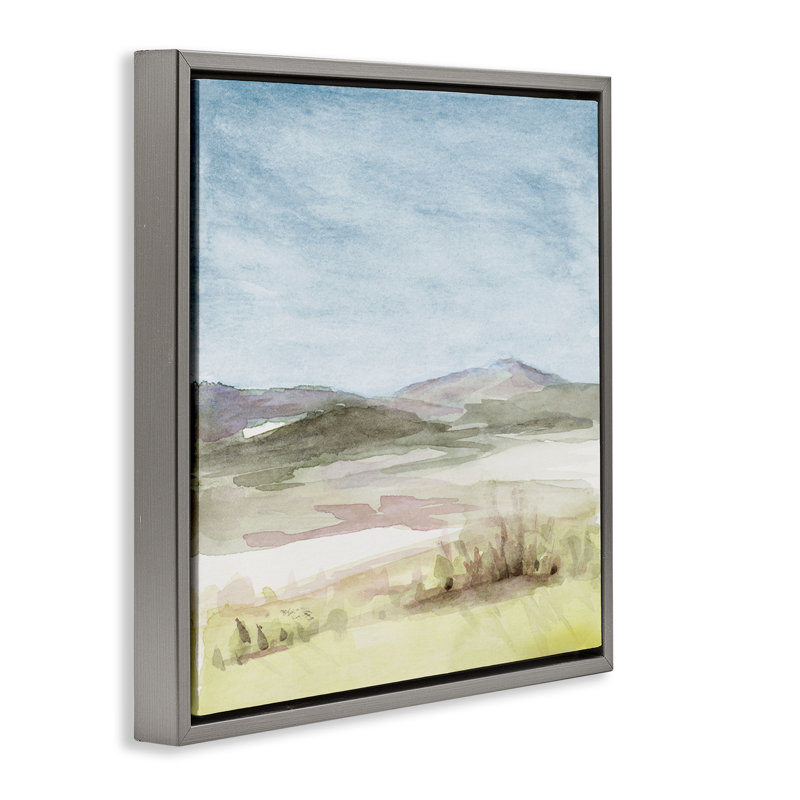 "Crisp Morning Mountains", art mural sur toile flottante noire par Lanie Loreth, Cadre flottant gris lustré
