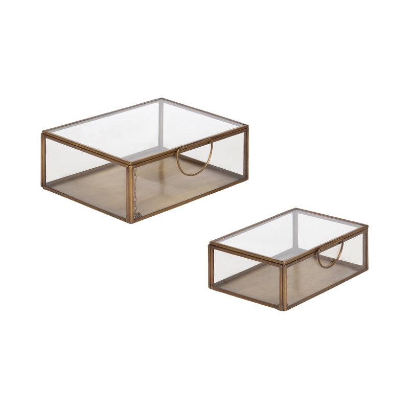 Ensemble de boîtes de rangement empilables en verre transparent Nevala pour utilisation comme boîtes à bijoux ou à souvenirs