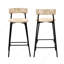 Ensemble de 2 tabourets de comptoir, ensemble de 2 tabourets de bar en corde de papier tissés à la main pour la cuisine (noir et blanc crème)-1343078561