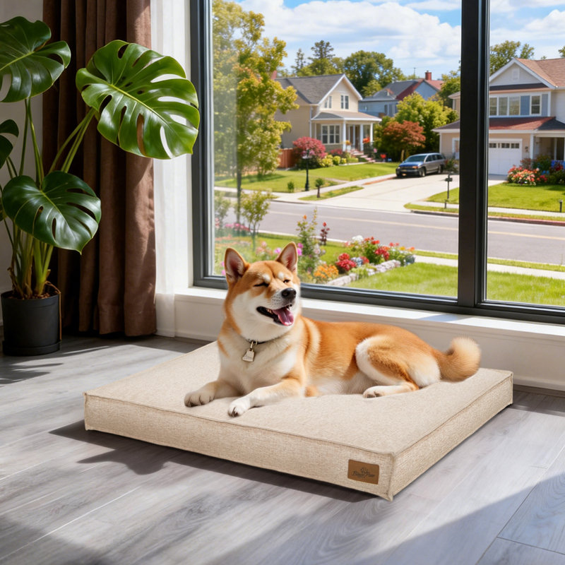 Pet Bed Firm Support Crate Mattress, Beige, Medium (10cm H x 88cm W x 59cm D)