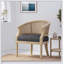 Chaise d'appoint avec structure en bois d'hévéa et revêtement gris anthracite, combinant charme rétro et sièges confortables pour toute pièce-2105428103