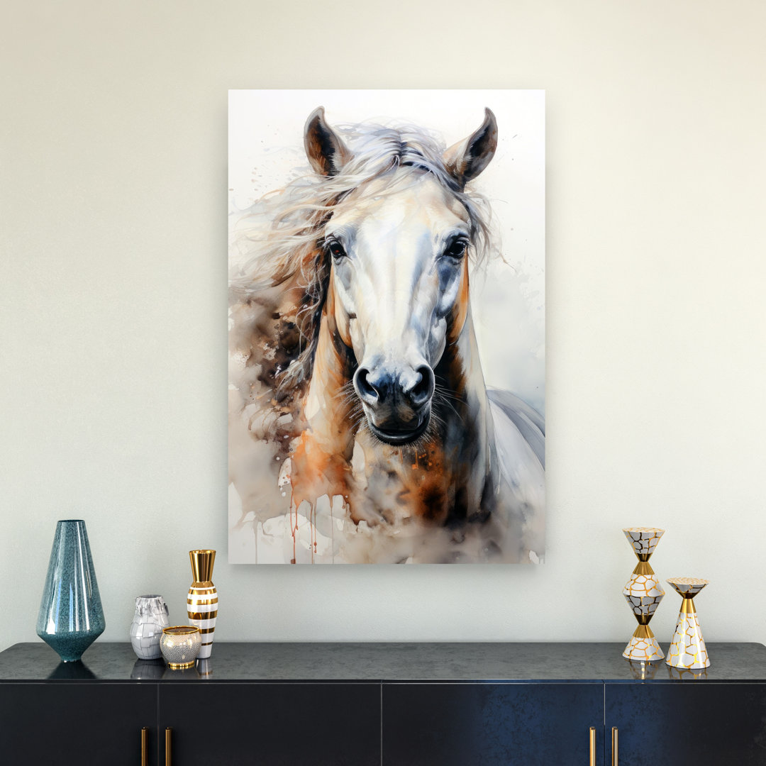 Majestic Watercolor Horse Elegant Ethereal Contemporary Horse Portrait Wall Art Print