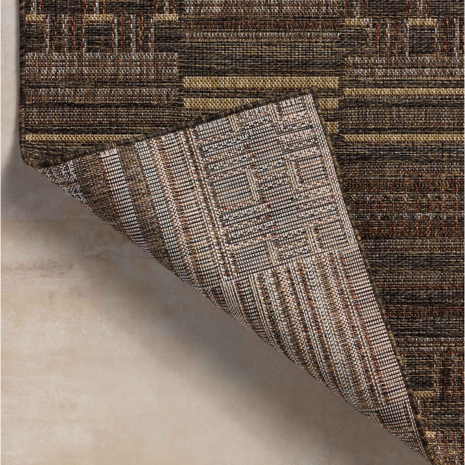 Altia Spice Tobacco Geometric Outdoor Rug, Rectangle 3'6" x 5'6"