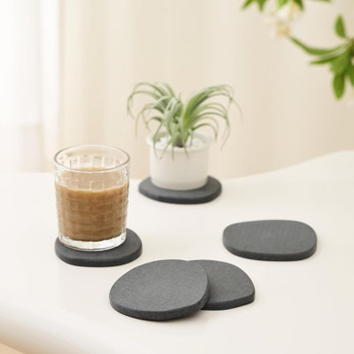 Quick-Dry Diatomaceous Earth Drink Coasters with Non-Scratch Feet, Absorbent Stone Coasters for Home Kitchen Coffee Table