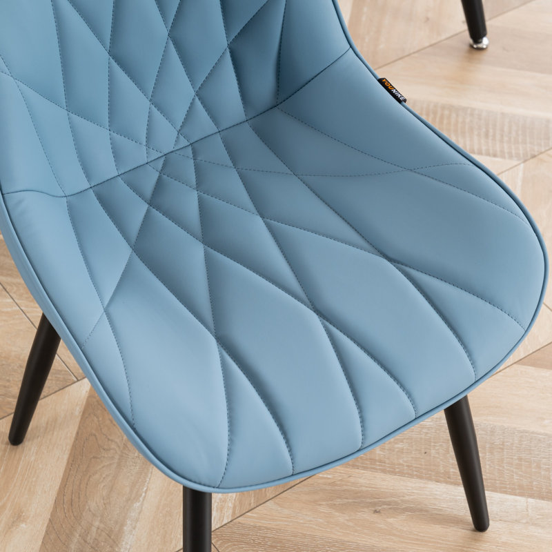 Chardee Tufted Upholstered Dining Chairs Faux Leather Waterproof Side Chair With Metal Frame, Blue