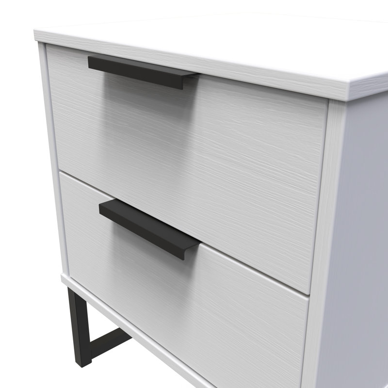 Turah 2 Drawer Bedside Cabinet (Ready Assembled), Grey Ash
