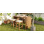 Ensemble de bar d'extérieur 5 pièces, table de bar en bois d'acacia et quatre tabourets avec coussins