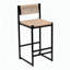 Tabouret de bar blanc crème tissé à la corde, 2, avec fauteuil à pédale (blanc crème)