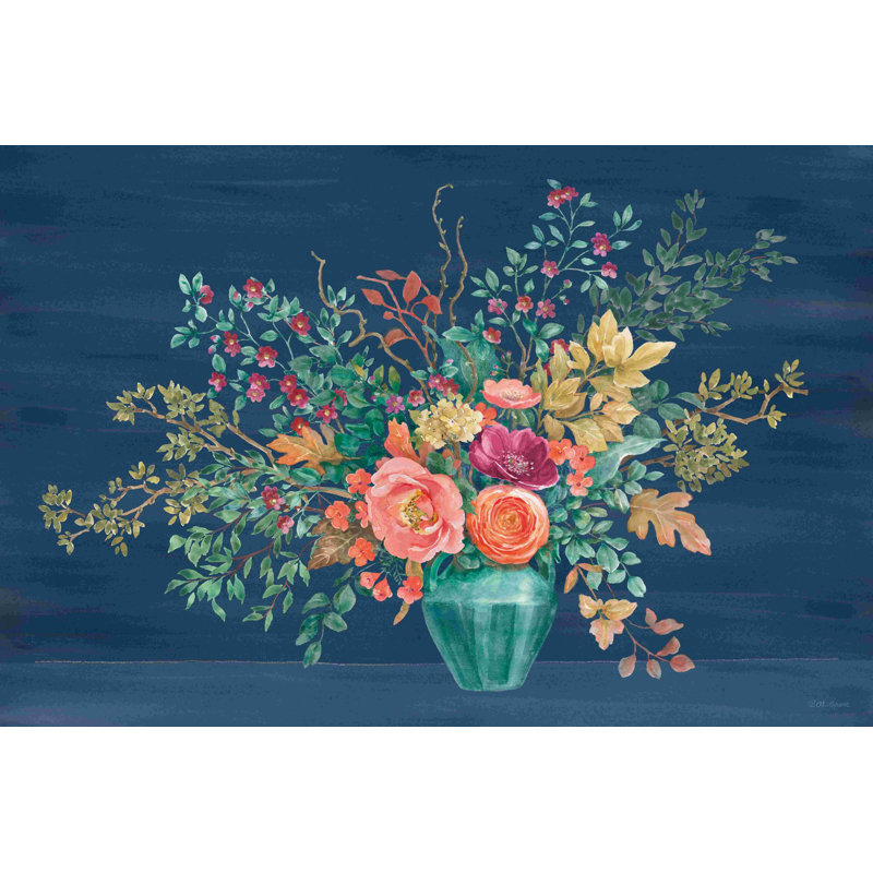 «Floral Drama I» par Beth Grove, peinture sur toile tendue, H 8 po x l 12 po