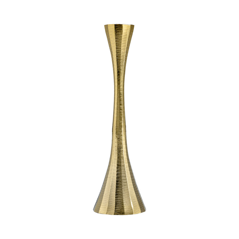 Metal and Aluminum Taper Candle Holder, 10" H x 3" W x 3" D, Brown/Gold