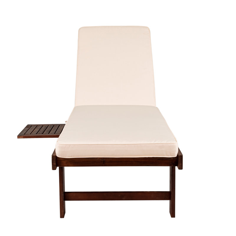 Rogyne Outdoor Wood Chaise Lounge , Cushion Included, Dark Brown
