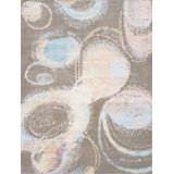 Hand Knotted Wool Abstract Area Rug in Ivory