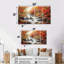«Red Autumn Mountain Waterfall Long View II» - Ensemble de décoration murale cascade-701032608