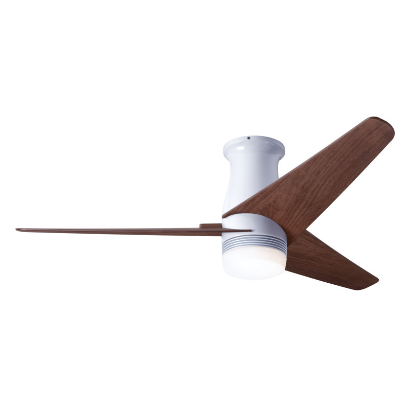 Velo 48'' Ceiling Fan with LED Lights, Gloss White, Mahogany, Wall/Remote Combo Controls