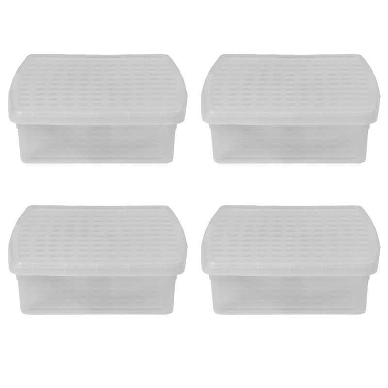 Wham Clip Square Plastic Storage Boxes with Secure Clip Lock Lids Clear/Clear/Clear