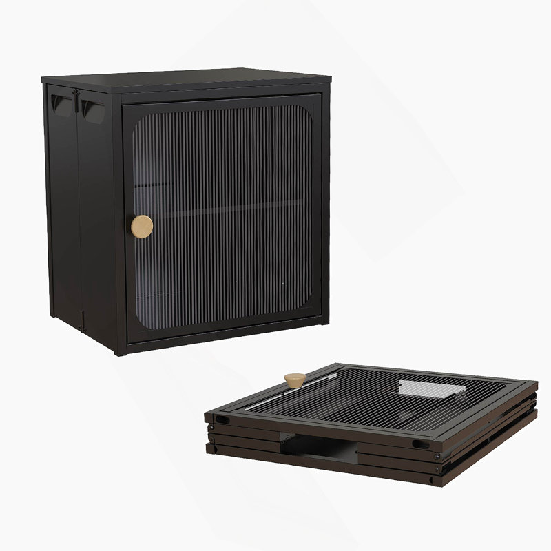 Armoire simple pliable, robuste et pratique, combo acier-bois durable avec conception antidérapante et pliable et installé rapidement, contenant de rangement facile à bricoler avec porte