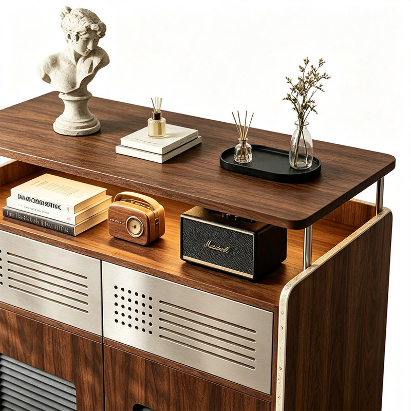 Armoire de rangement multifonctionnelle d'entrée de gamme, Noyer