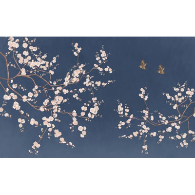 Classic Blue Cherry Blossom Wallpaper Wall Mural