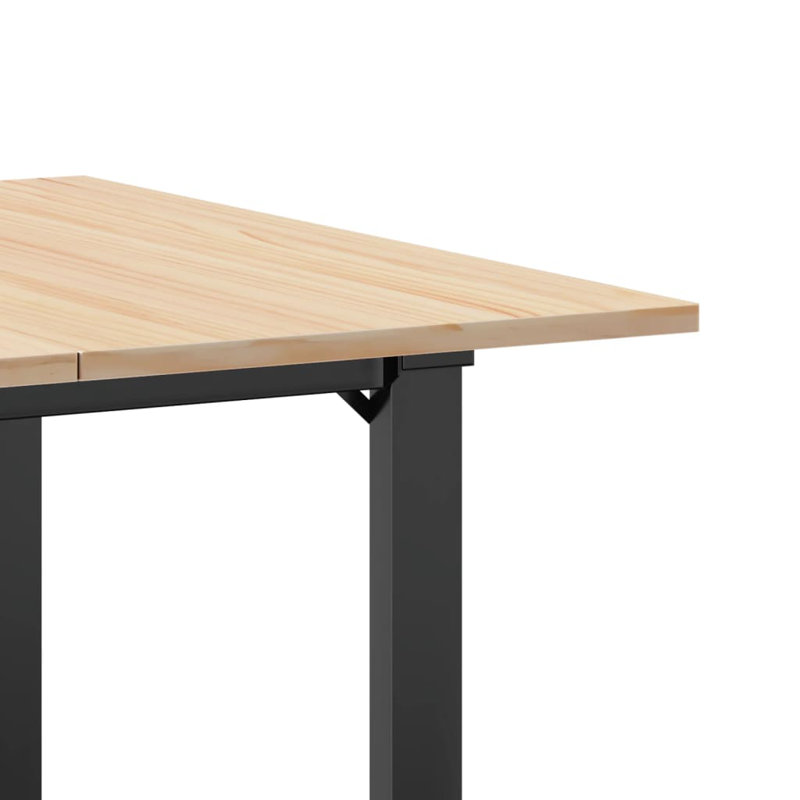 Dining Table O-Frame Solid Wood Pine And Steel, 29.5"H x 31.5"L x 31.5"W