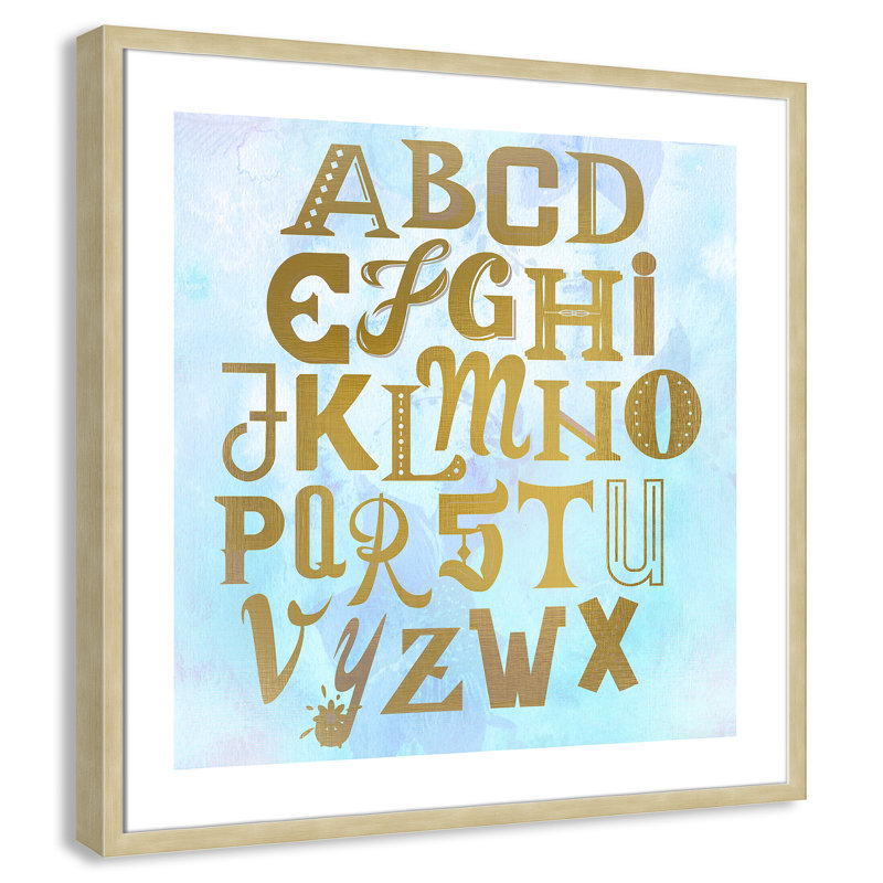 Abc Blue », impression sur papier, Encadré de boîte champagne clair, H 26,5 po x l 26,5 po x P 1,18 po